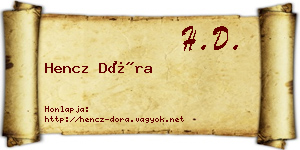 Hencz Dóra névjegykártya